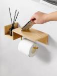 Wood Toilet Paper Holder Wooden Toilet Paper Holder with Macrame Style Phone