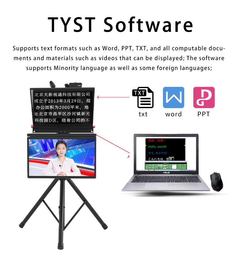 Tripod and Casters Metal Universal Teleprompter TP150 HD Reflection DSLR