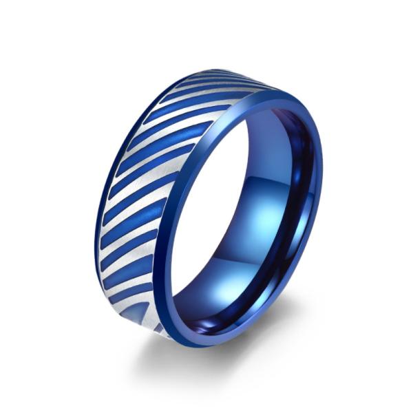 Classic Fashion Men's Rings Blue Plated Hip Hop Punk Stainless Steel Chain Ring