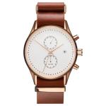 Long genuine leather strap stainless steel case back watch brand