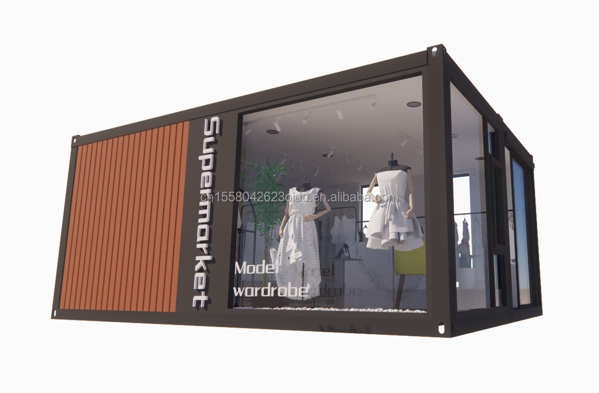 Galvanized Steel Bending Expandable Container Mobile Shop Clothing Showroom with Aluminum Alloy Windows and Modern Design