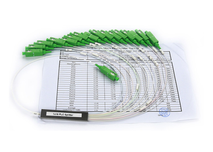 1x16 Mini Steel Tube plc splitter, fiber optic cable splitter G652D, 1M