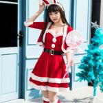 Christmas Dress 2023 Red with Accessories Adult Women 5-pieces Set Cosplay