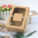 Open Window Biodegradable Kraft Paper Food Packaging Container 22*15*7cm