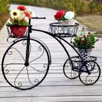 Anti Abrasion Outdoor Antique Bicycle Metal Flower Stand
