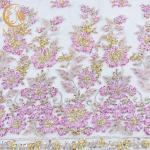 Latest Sequin Lace Fabric Embroidery French Beaded 135cm Width For Party