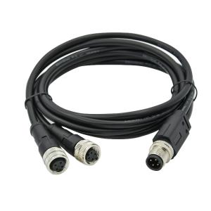 Wholesale Male To Female 4 Pins M12 Y Splitter Waterproof Overmolded Cable Connector from china suppliers