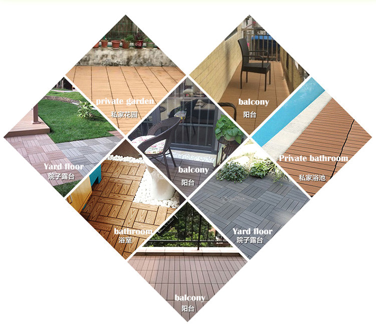 300mm*300mm Square Bathroom Deck Tile Made of Wood and Plastic Composite Material