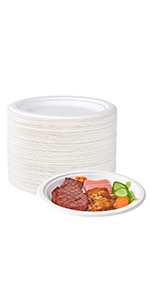 5 Compartment Plates, 125 Pack Disposable Paper Plates, Biodegradable Sugarcane Plates, Eco-Friendly School