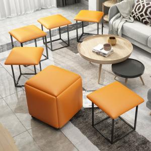 Wholesale Orange Ottoman 5 In 1 Cube Stool Organizer Low Seat Chair Household Rubiks from china suppliers