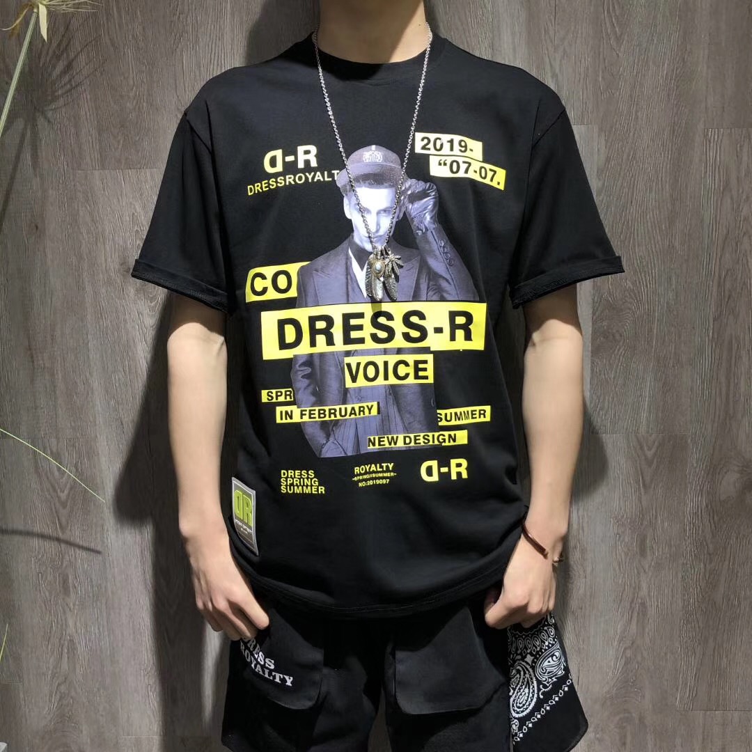 OEM Hip Hop 100% Cotton Fashionable Mens T Shirts Round Neck Letter Printed