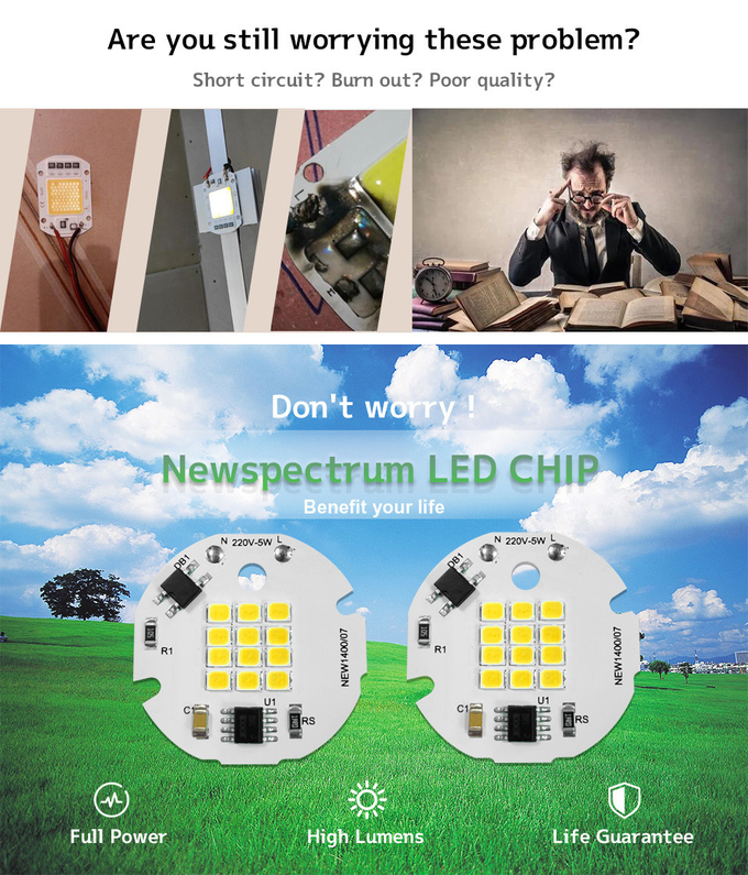 220V SMD LED Chip Cob Led 3000k Great Heat Dissipation For Spotlights