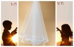Embroidery lace with bead Ivory/White Bridal Veil with Rhinstone Wedding