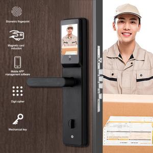 Wholesale Touchscreen Smart Front Door Locks Fingerprint Anti Peep Tuya App Remote Control from china suppliers