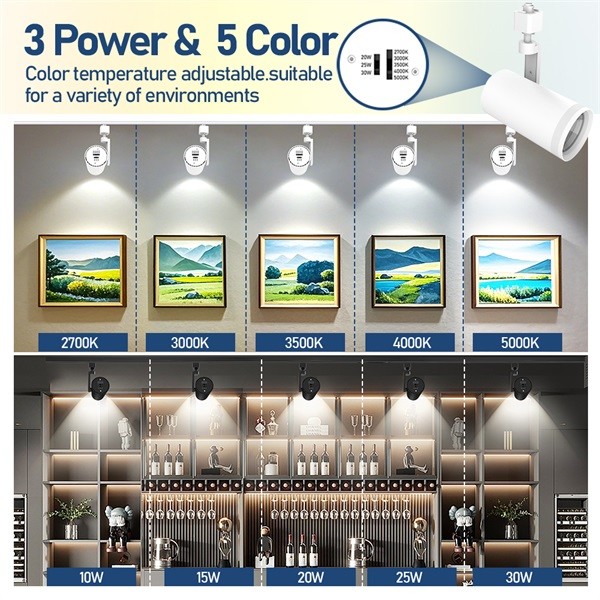 110 Lm/w IP20 LED Track Lamp 10/15/20/25/30W Adjustable Track Light for Art Galleries