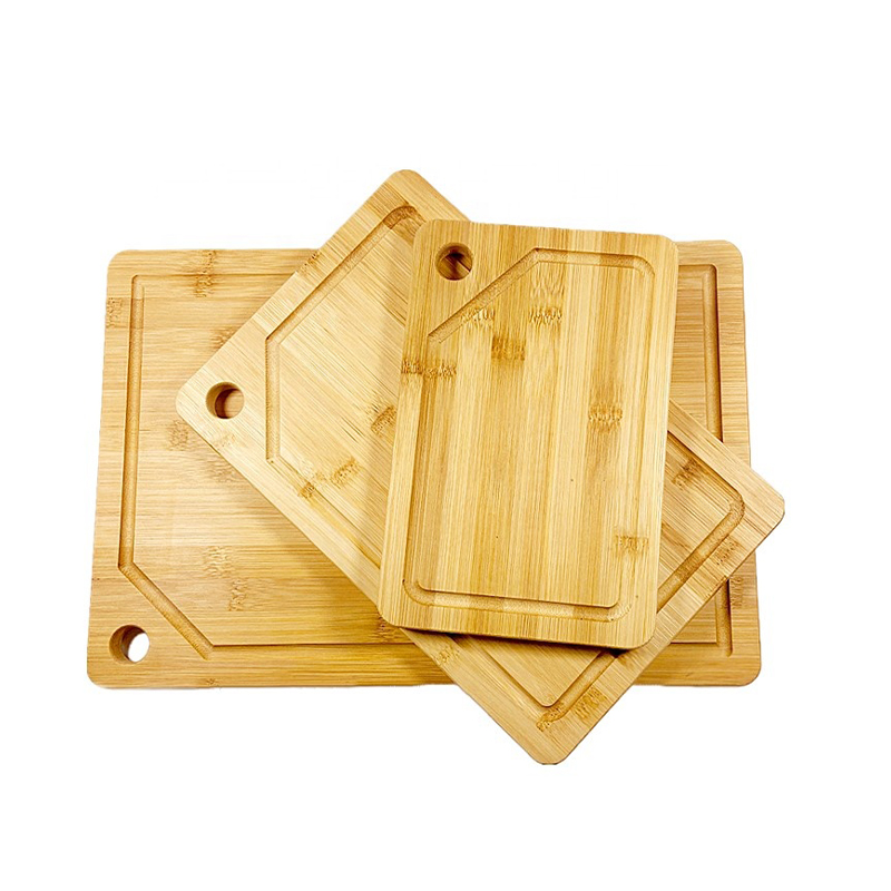 OEM/ODM Accepted Rectangle Bamboo Three-Piece Cutting Board Set with Hanging Holes