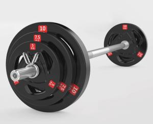 Wholesale Barbell Weight Plates Rubber Coated Barbell Black Rubber Bumper Plates 3 Holes Grips Olympic Weight Plates from china suppliers