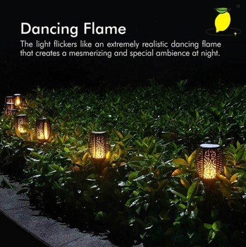 Safety Waterproof Flicker Outdoor Torch Lights For Garden Decoration Automatic On Dusk / LED Solar Flame Lamp