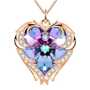 Wholesale 8.2g 1.5ft Crystal Heart Necklace Slightly Askew Heart Shape Pendant from china suppliers