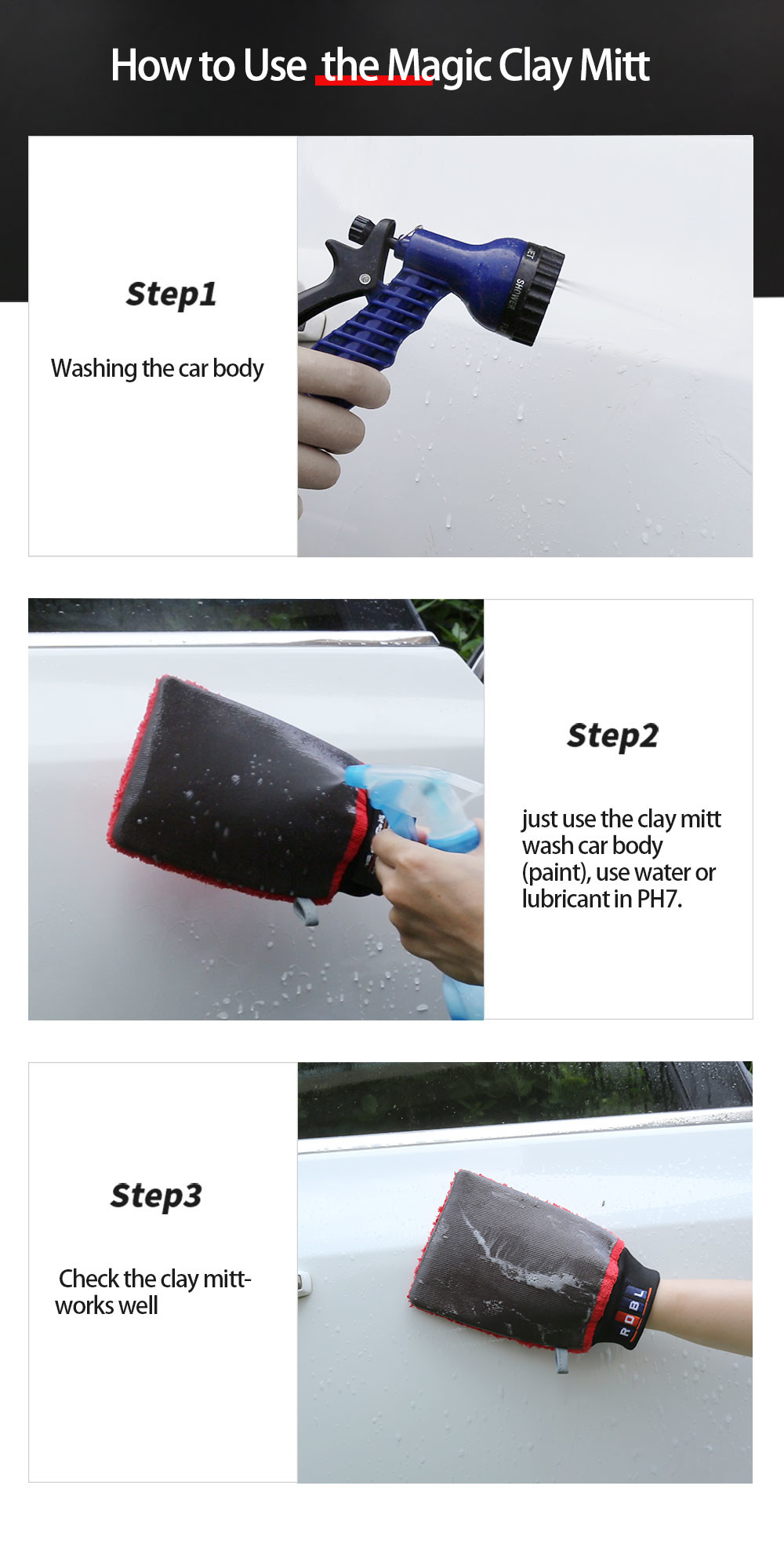 Red Microfiber Detailing Clay Mitt Clay Mitts For Cars With Pp Box Package