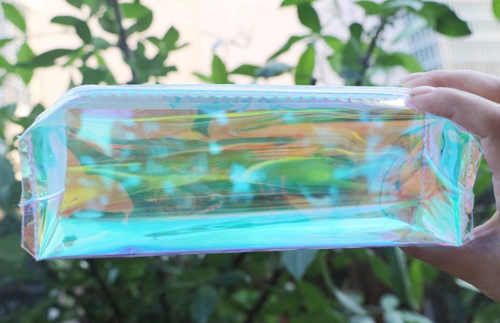 Colorful and transparent fresh pen bag 19.5*6.5*5.5cm transparent plastic