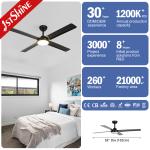 Black Remote LED 52 Inch Quiet Motor Ceiling Fans For Bedroom Living / Dining
