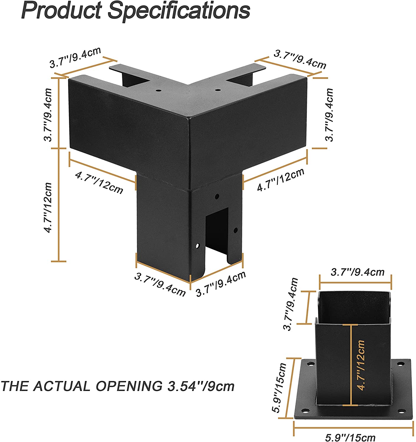 Q235B Steel 3 Way Right Angle Bracket Gazebo DIY Modular Kit for 4x4
