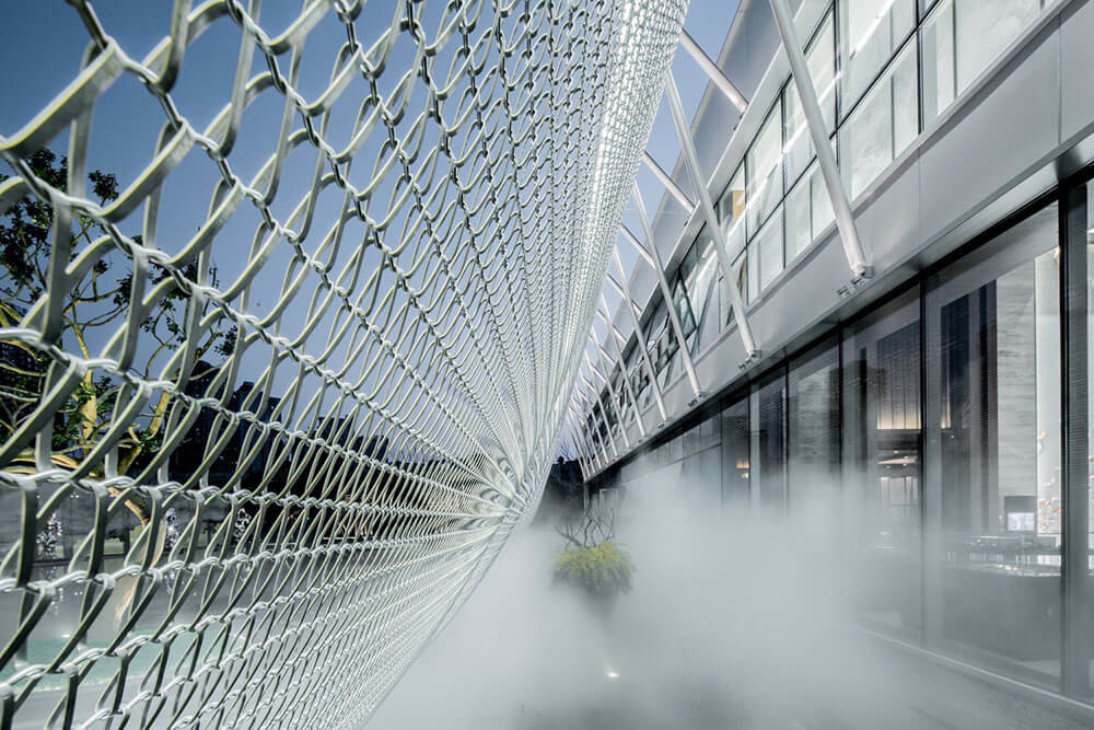 Architectural Round Wire Spiral Link Mesh , Decorative Woven Mesh For Stairway Railing
