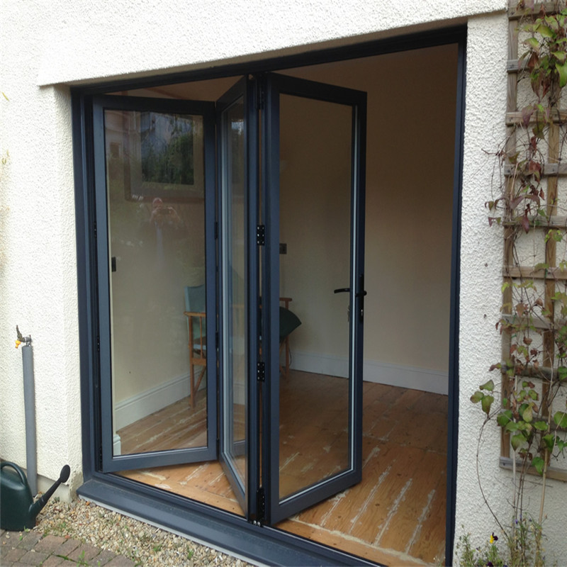 Balcony Horizontal Folding Door Decorative Aluminum Frame Glass Bifold Door