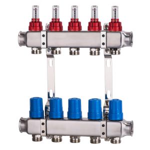 304 Stainless Steel Underfloor heating manifolds 5 loops
