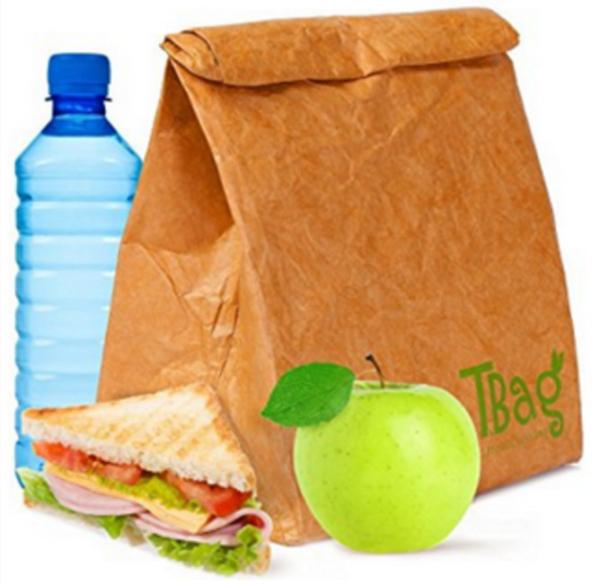 Recycled Reusable Brown Paper Tyvek Insulated Lunch Bag Washable Lightweight