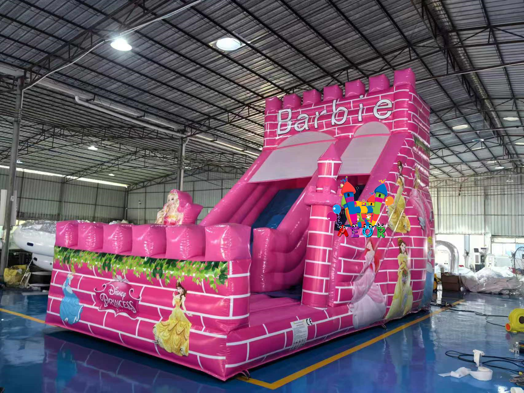 7x4x6M Barbie Commercial Colorful Theme Inflatable Slides Outdoor Inflatable Playground Water Slide