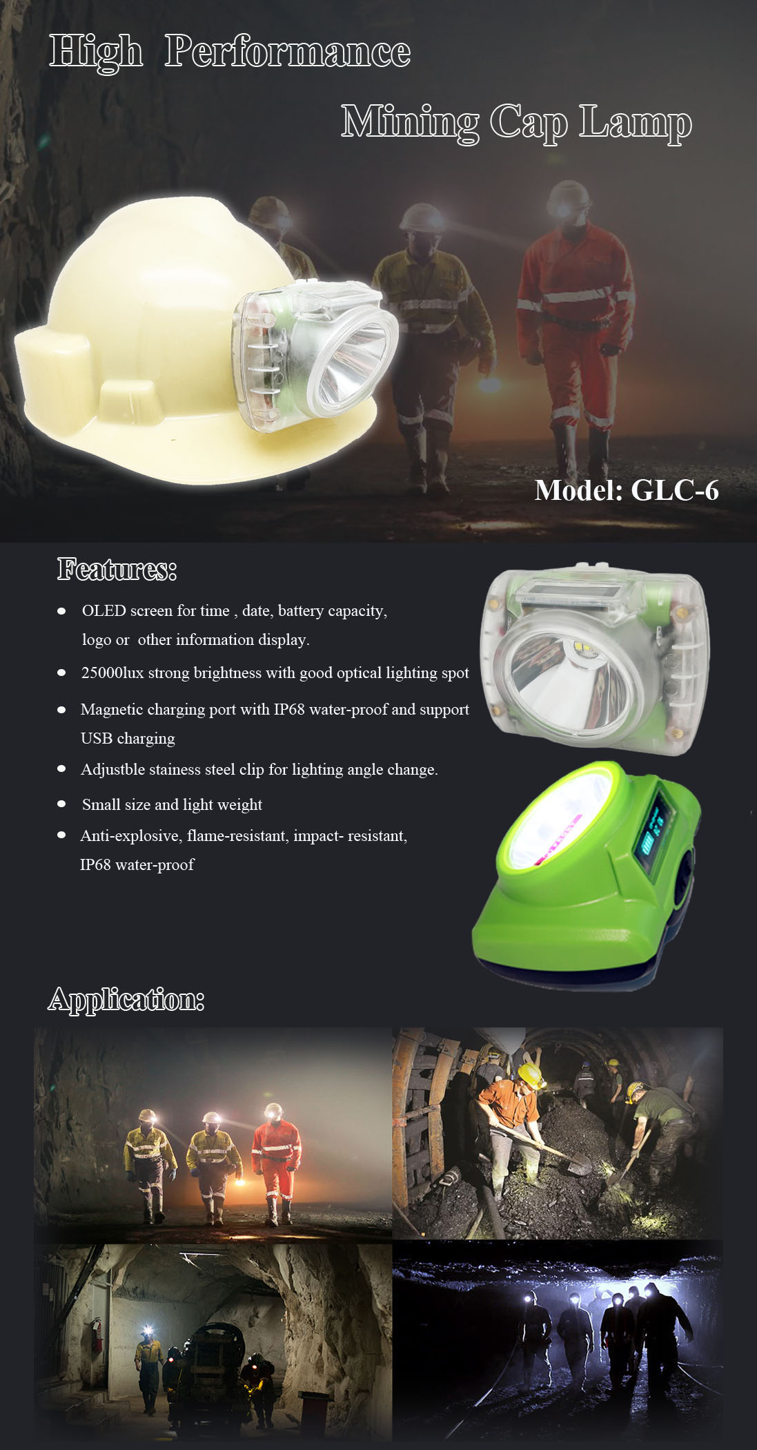 GLC-6 cap lamp with 25000LUX high performance explosion proof for underground ligthing