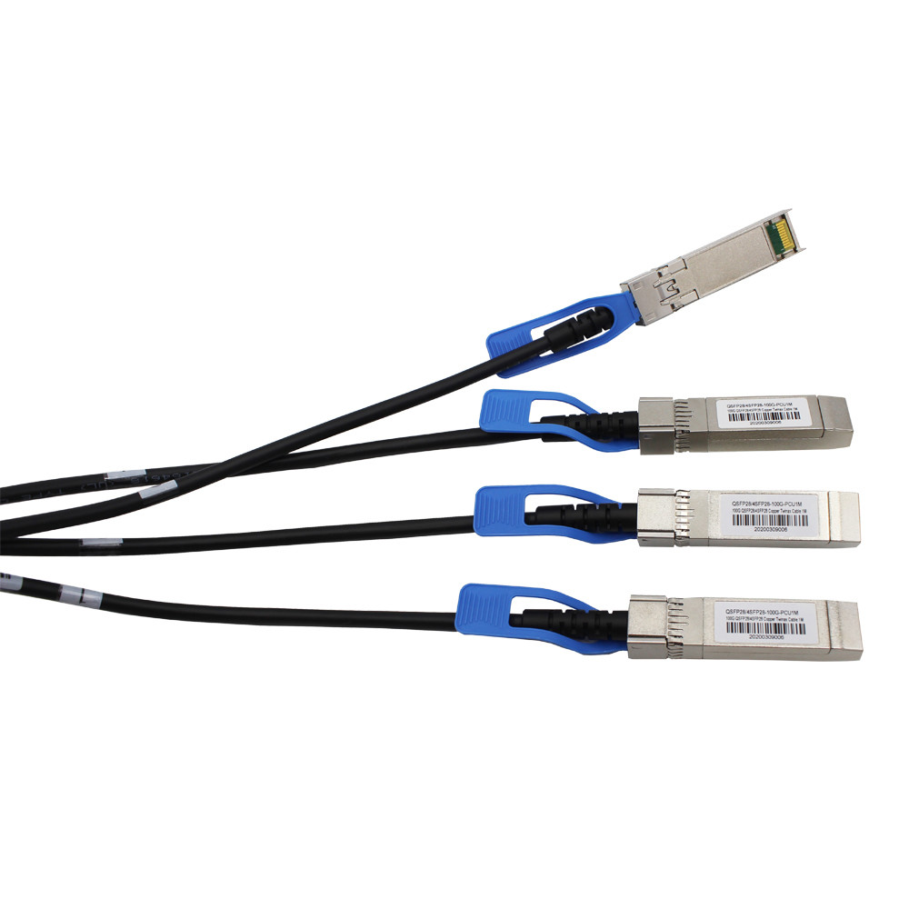 Direct Attach Cable QSFP28 To 4xSFP28 100g DAC Cable , 1M Passive Copper Cable