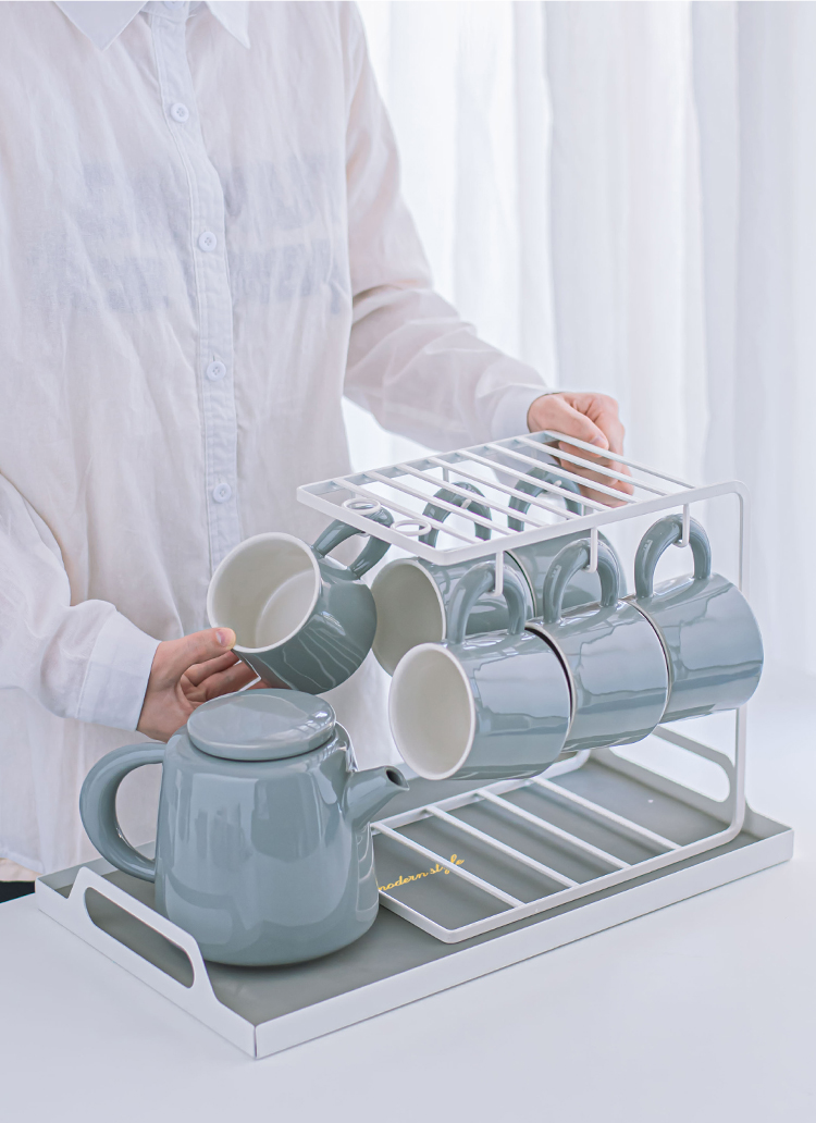 Porcelain Coffee Set With Modern Design Teapot And Cute Tea Mug Cappuccino Latte Cups