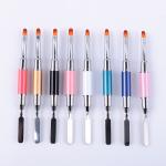 Acrylic Nail Art Brush Stainless Steel Dual Ended Poly For UV Gel Extension