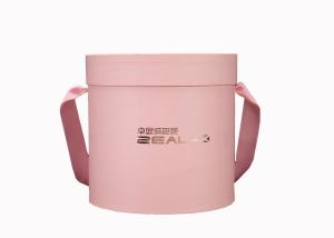 Wholesale Luxury Rose Cylinder Gift Box Pink Paper Gold Logo With Ribbon Handle from china suppliers