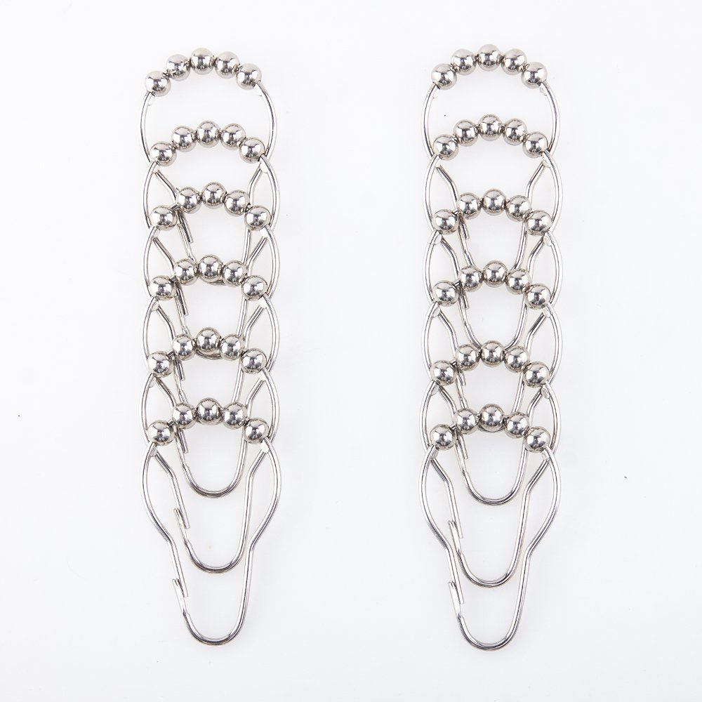 12 Sets Shower Curtain Rings Stainless Steel Rustproof Metal Hooks For Bathroom