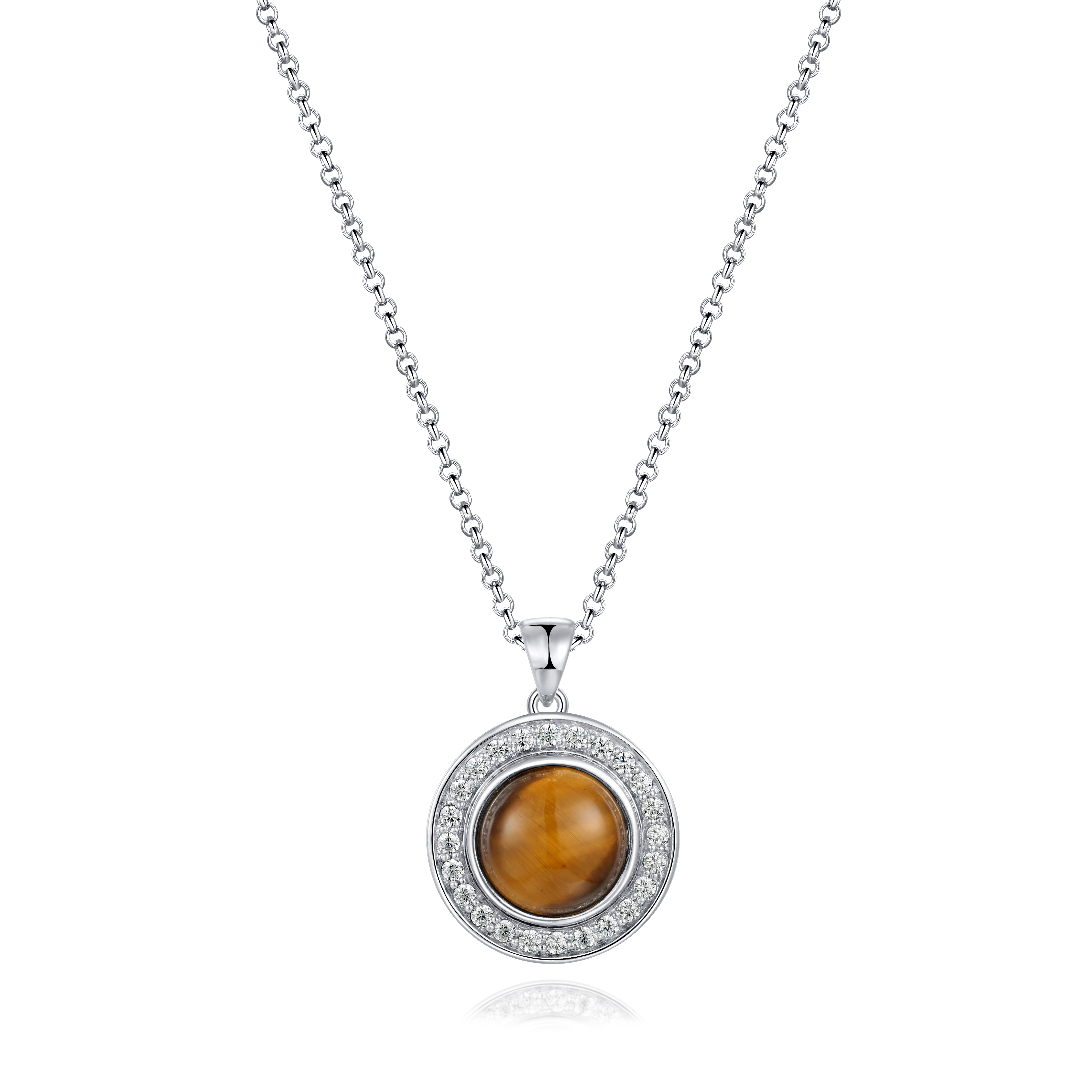 925 Sterling Silver Gemstone Bracelet Rhodium Plated Tiger Eye Stone Bracelet