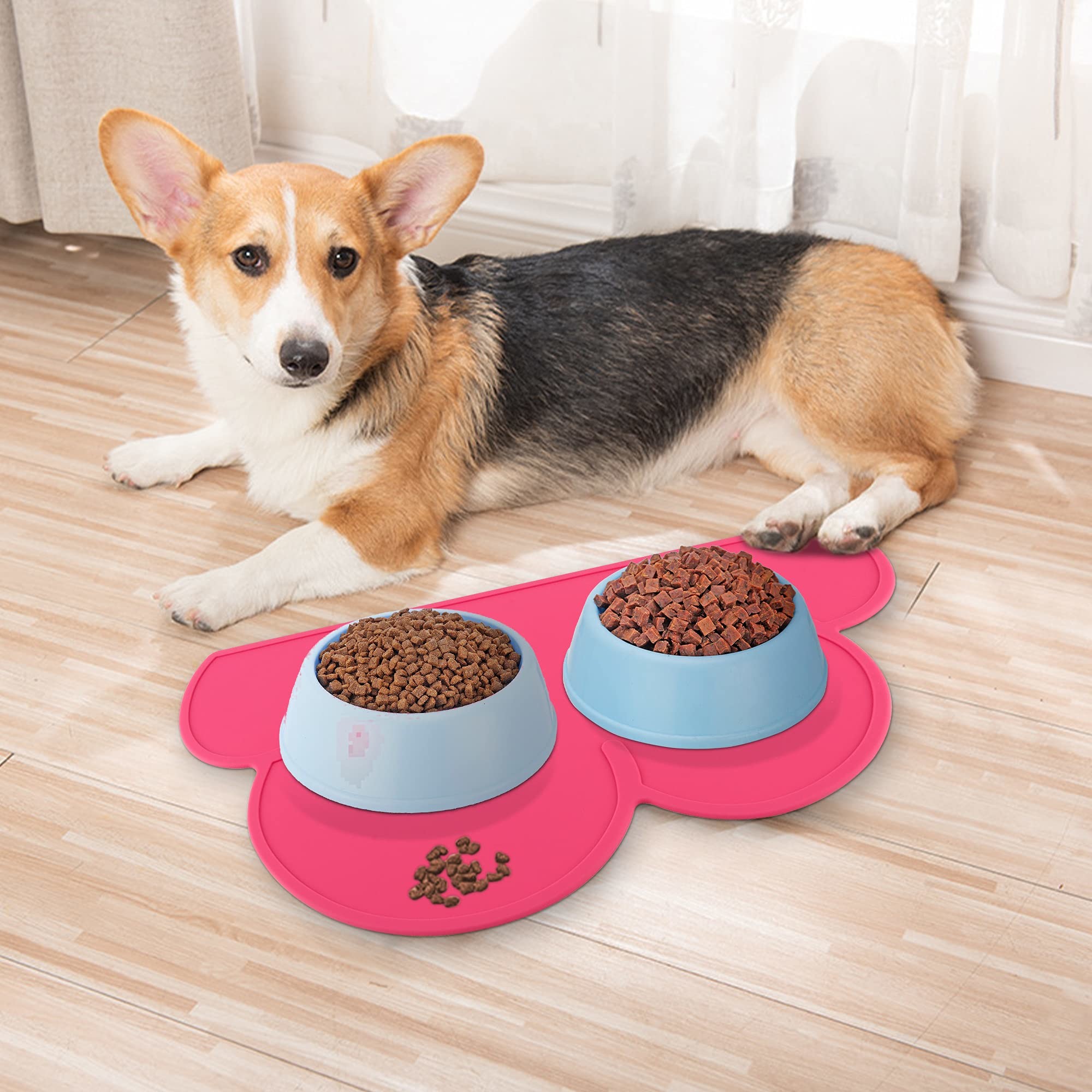 Silicone Pet Feeding Food Mat Dog Cat Placemat Mat With Raised Edge Anti-Slip Waterproof Pet Bowl Mats Pet Food Tray