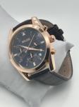 Three-Eyed Six-Needle Quartz Black Leather Wristwatch With Luminous Hands