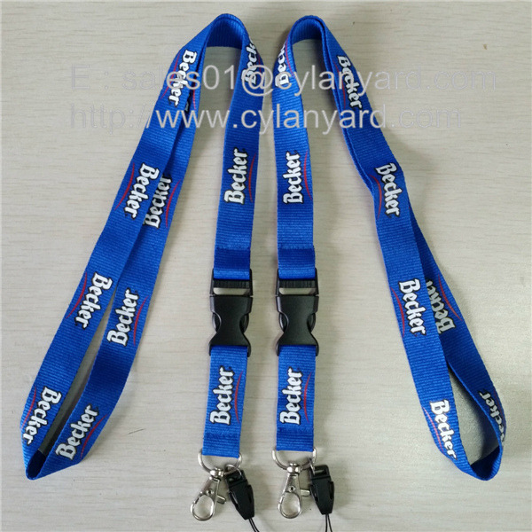 Colored ribbon with printed business logo