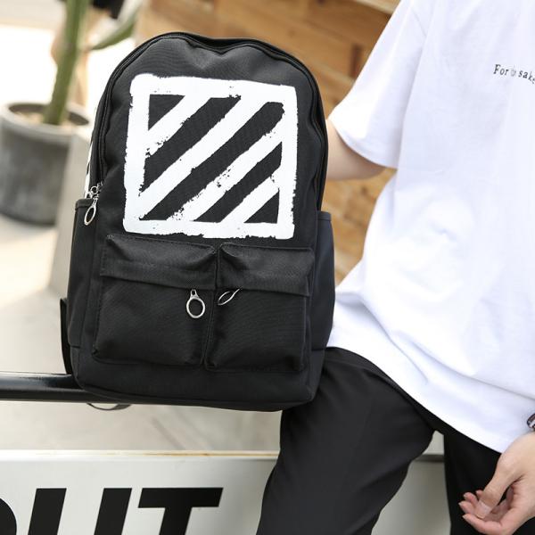 The Streets Of Personality Backpack Striped Printed Youth Backpack Student Bag