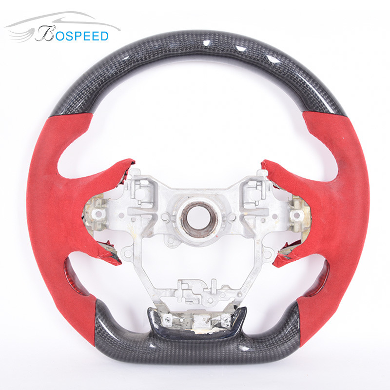 Red Stitching Sports Toyota Carbon Fiber Steering Wheel Plain Weave Customized