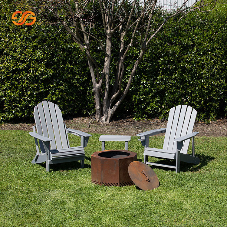Portable Outdoor Camping Heater Wood Burning Corten Steel Round Fire Pit In Outdoor Living Space