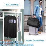 Carry On Garment Bag For Business Travel Canvas Leather Men Suit Cover, Non