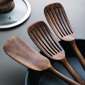 Wholesale 33.8cm Teak Solid Kitchen Wooden Utensils Heat Resistant Non Stick Pan Spatula from china suppliers
