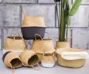 Wholesale Handicraft Natural Seagrass Storage Basket With Handle ECO Friendly Kids Toy Clothes Baskets Storage Home Decoractions from china suppliers