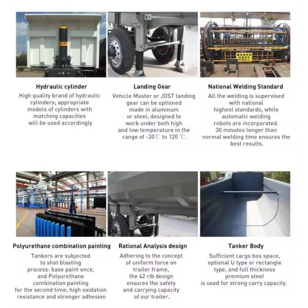 4-6L Engine Capacity Rear Tipper Trailer 30 35 40 Cubic Meter Dump Trailer 40 60 80 Tons