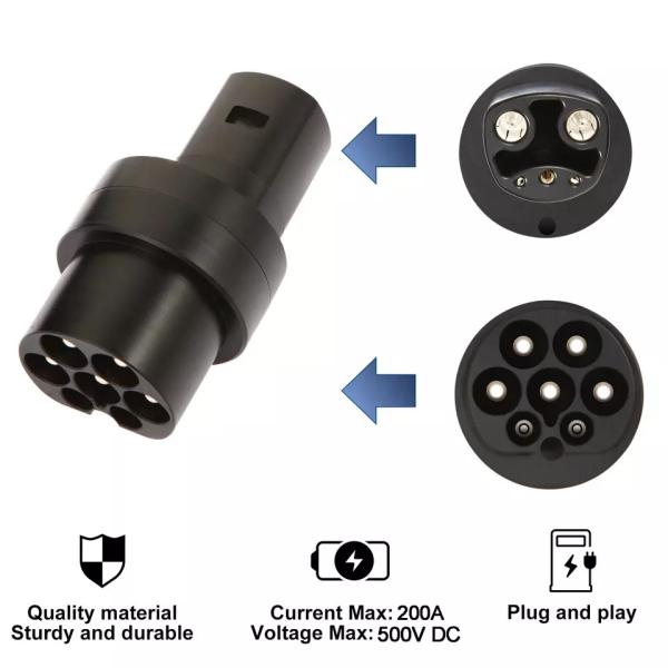 Portable 100Kwh Type2 To Tesla EV Charger Adapter ,European Standard DC Electric